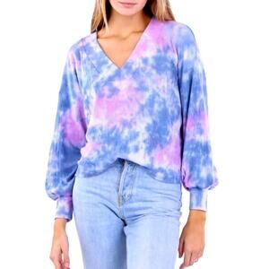 Anthropologie Maronie Blue and Pink Tie Dye Loungewear Top Size Medium